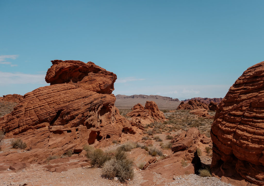 Bright Red Sandstone Rock formations in the valley of fire